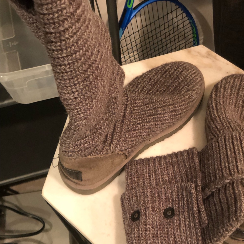 Cozy Knit Boots in Brown
